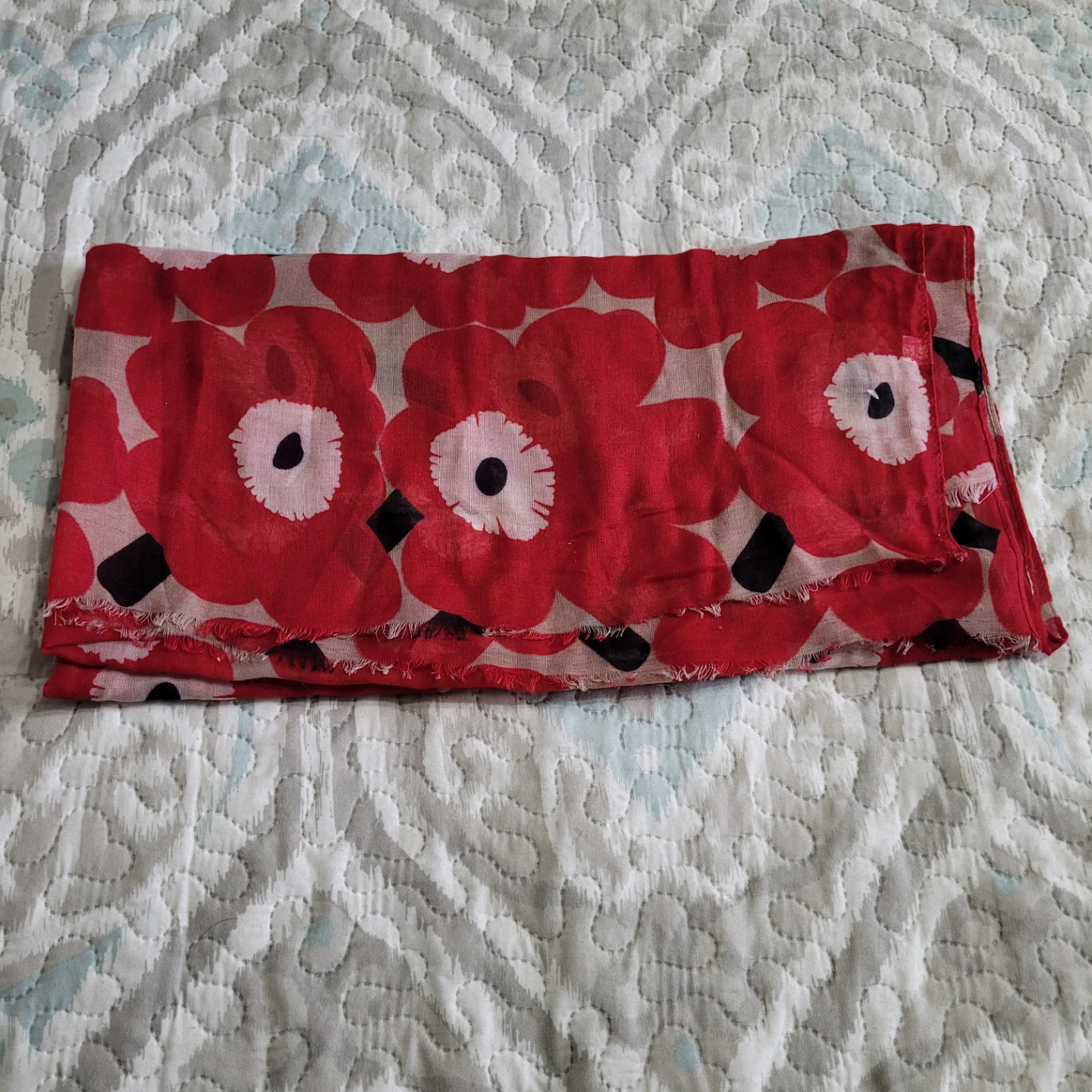 Beautiful 100% Viscose Light Scarf with Poppies - photo 3
