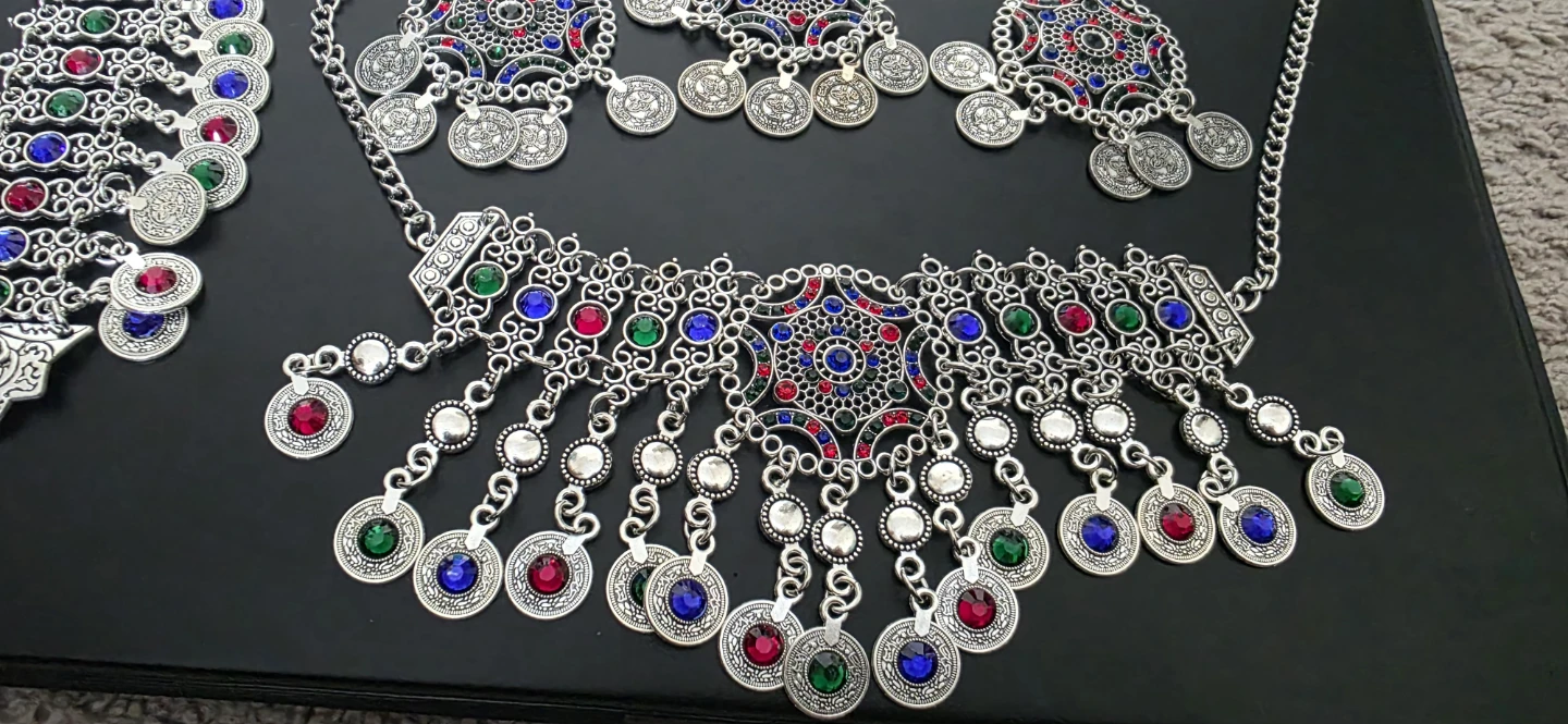 Silver Tone Afghan Style Jewelry Set