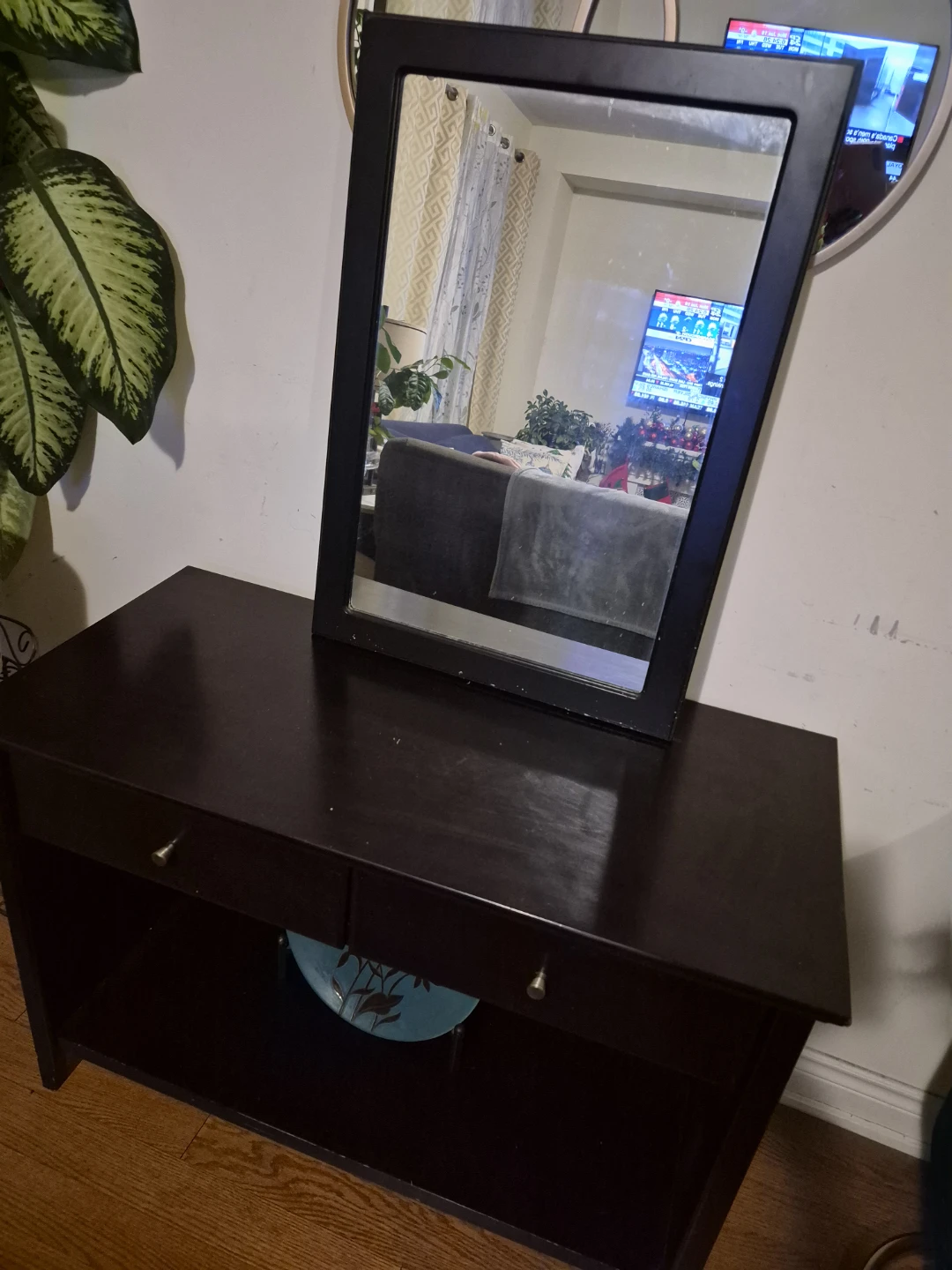 Dark Brown Entryway Table with Mirror - photo 2