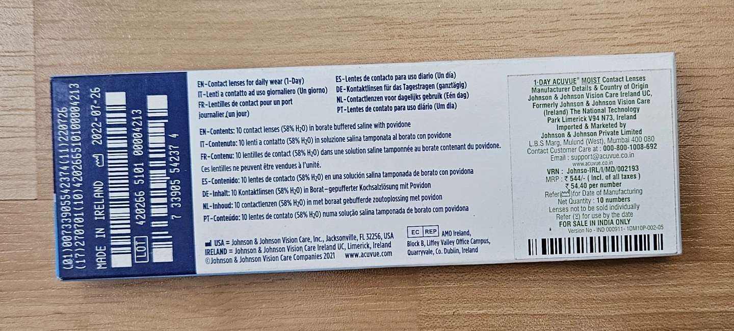 1-Day Acuvue Moist with LACREON – New Sealed (-2.75) - photo 2