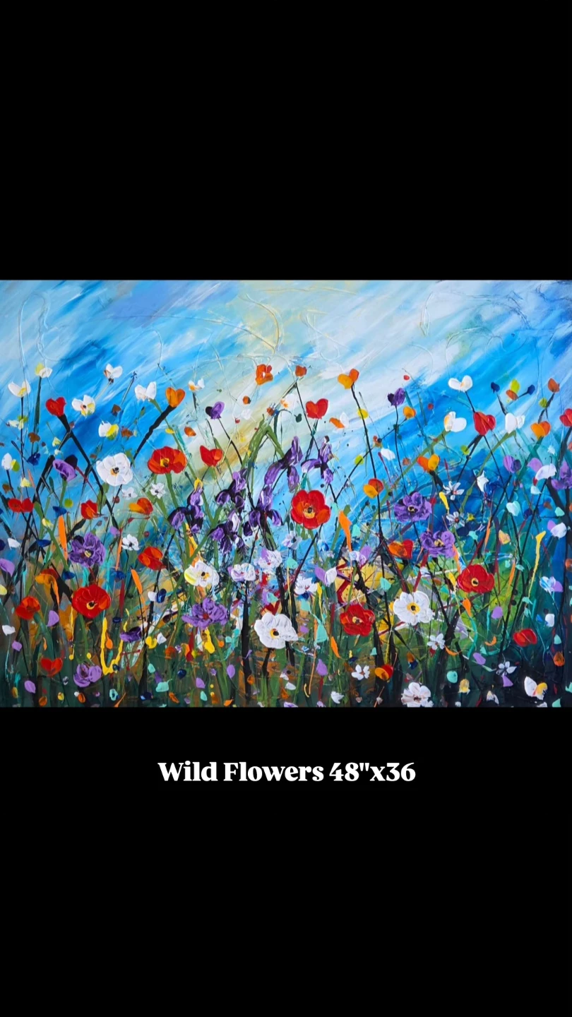 Huge original hand-painted painting by local artist Wild flowers