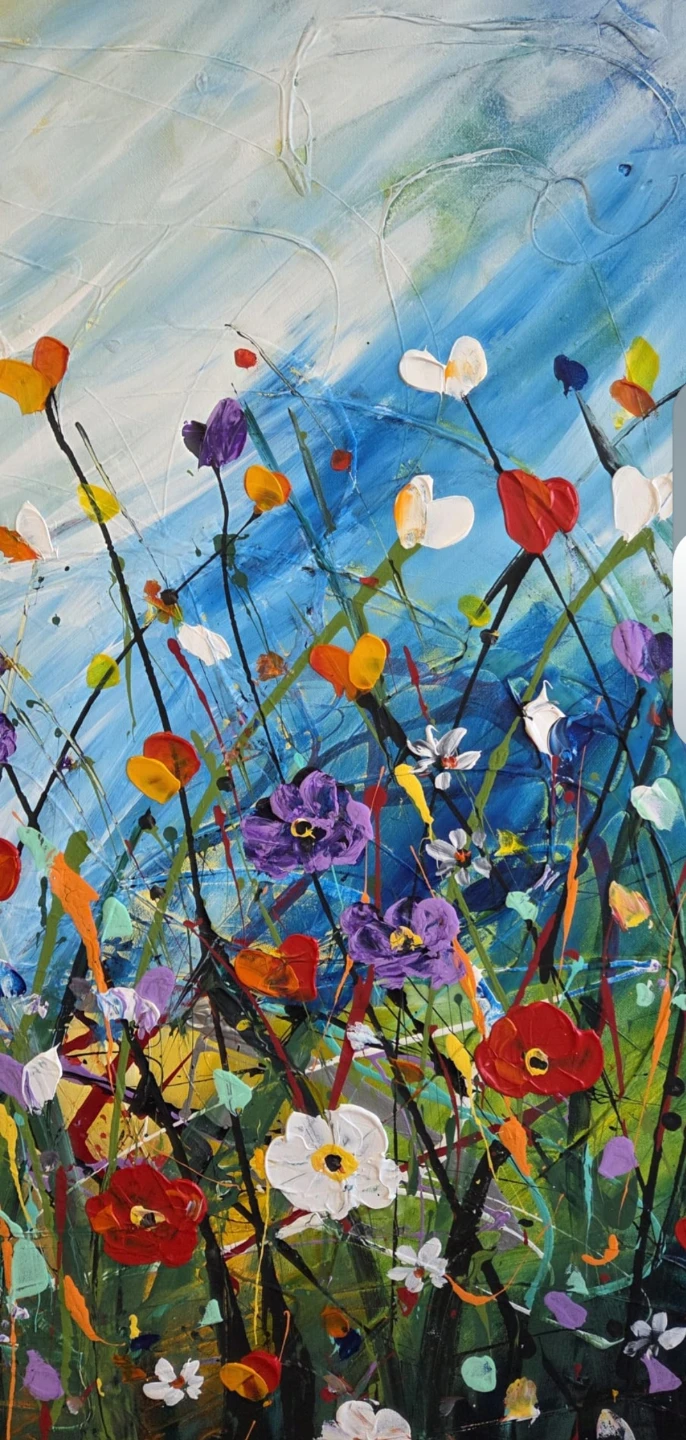 Huge original hand-painted painting by local artist Wild flowers - photo 3