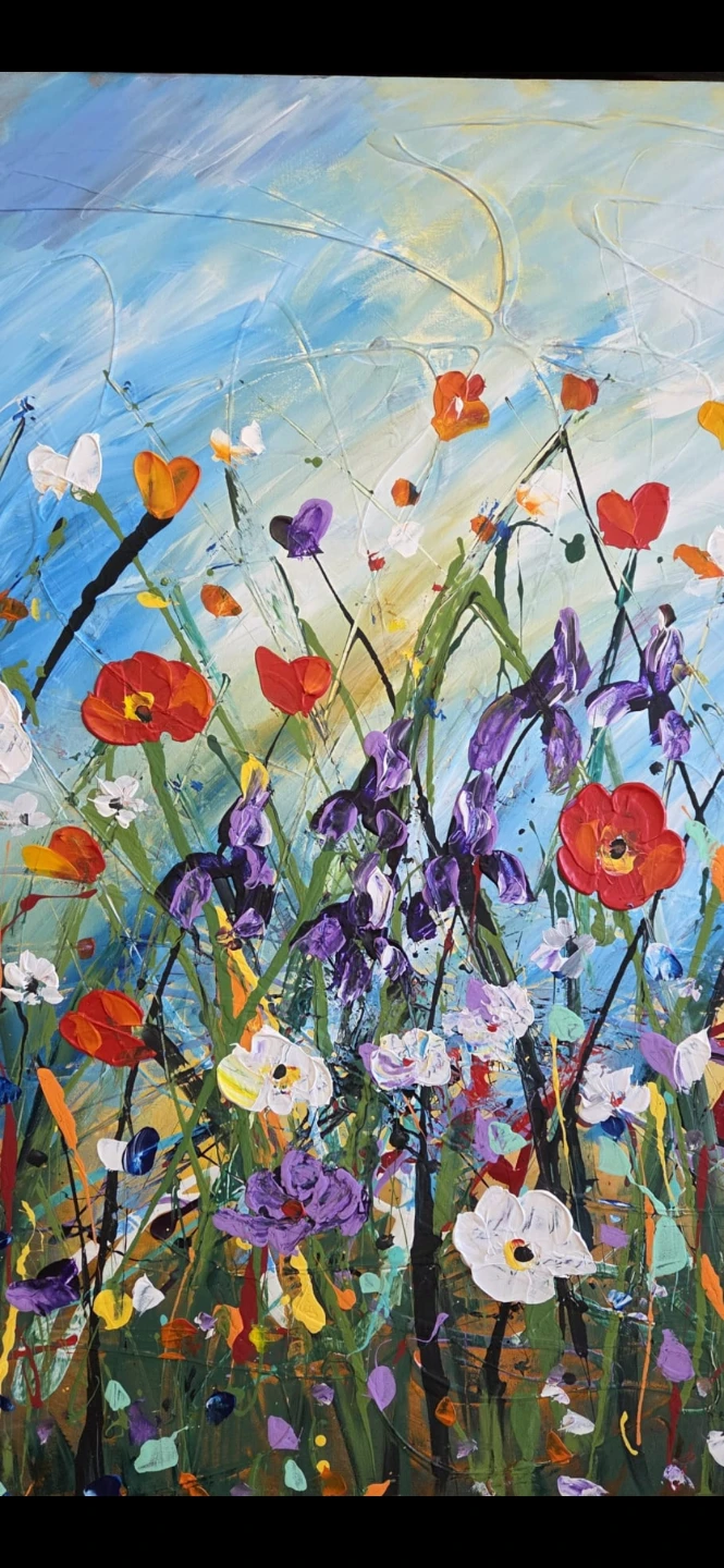 Huge original hand-painted painting by local artist Wild flowers - photo 4