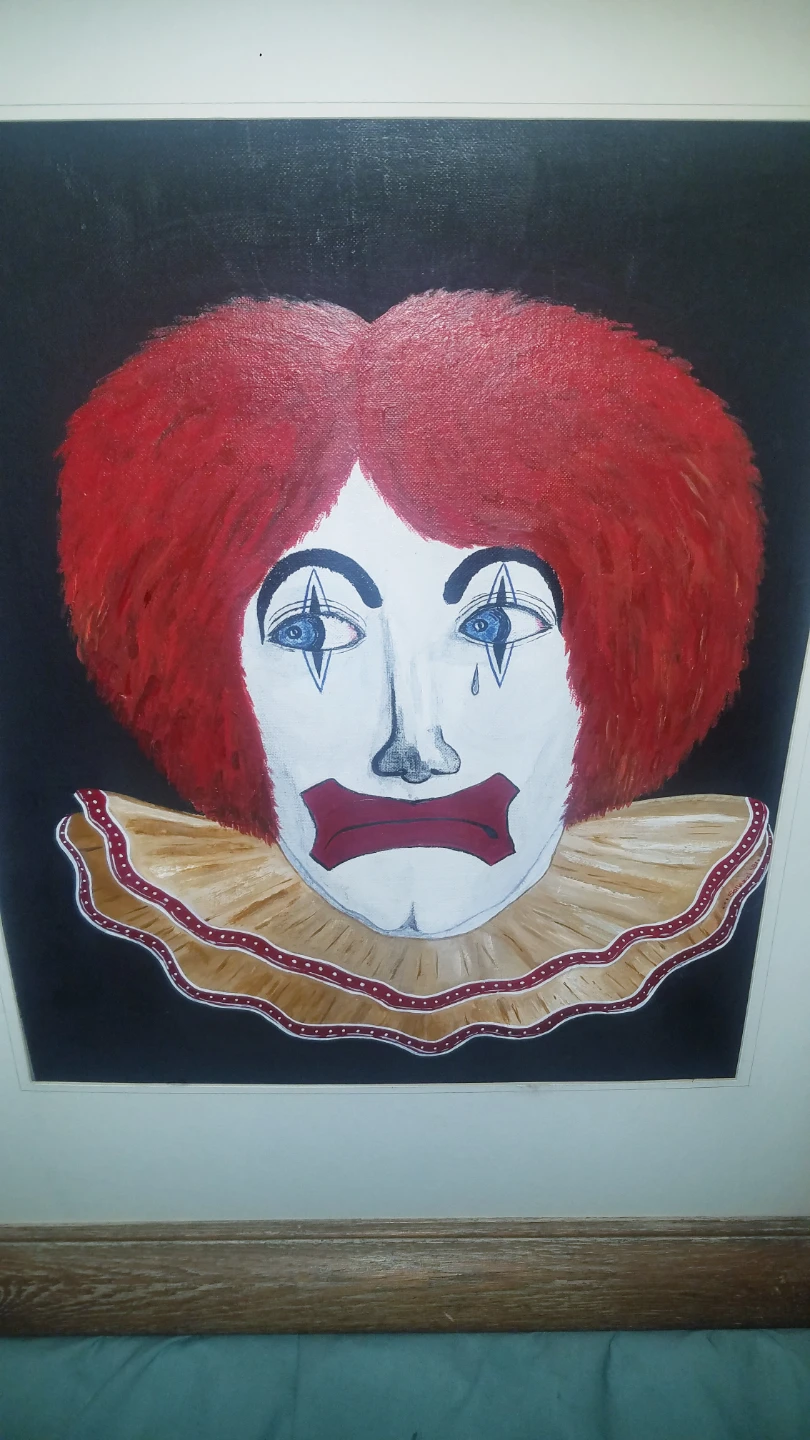 Vintage Original Clown Face Painting - photo 4