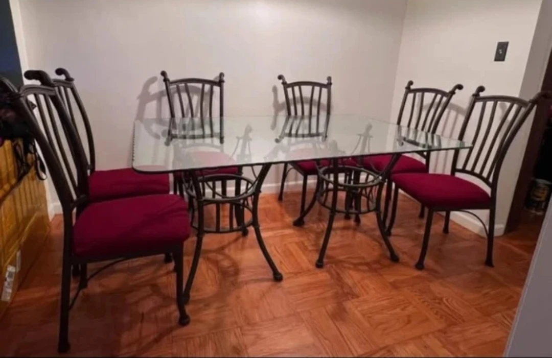 Glass Top Dining Table with 6 Chairs - photo 3