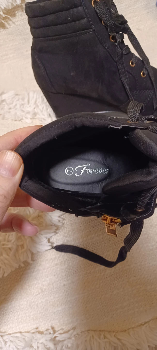 Forever Black Wedge Booties - Size 7 - photo 2