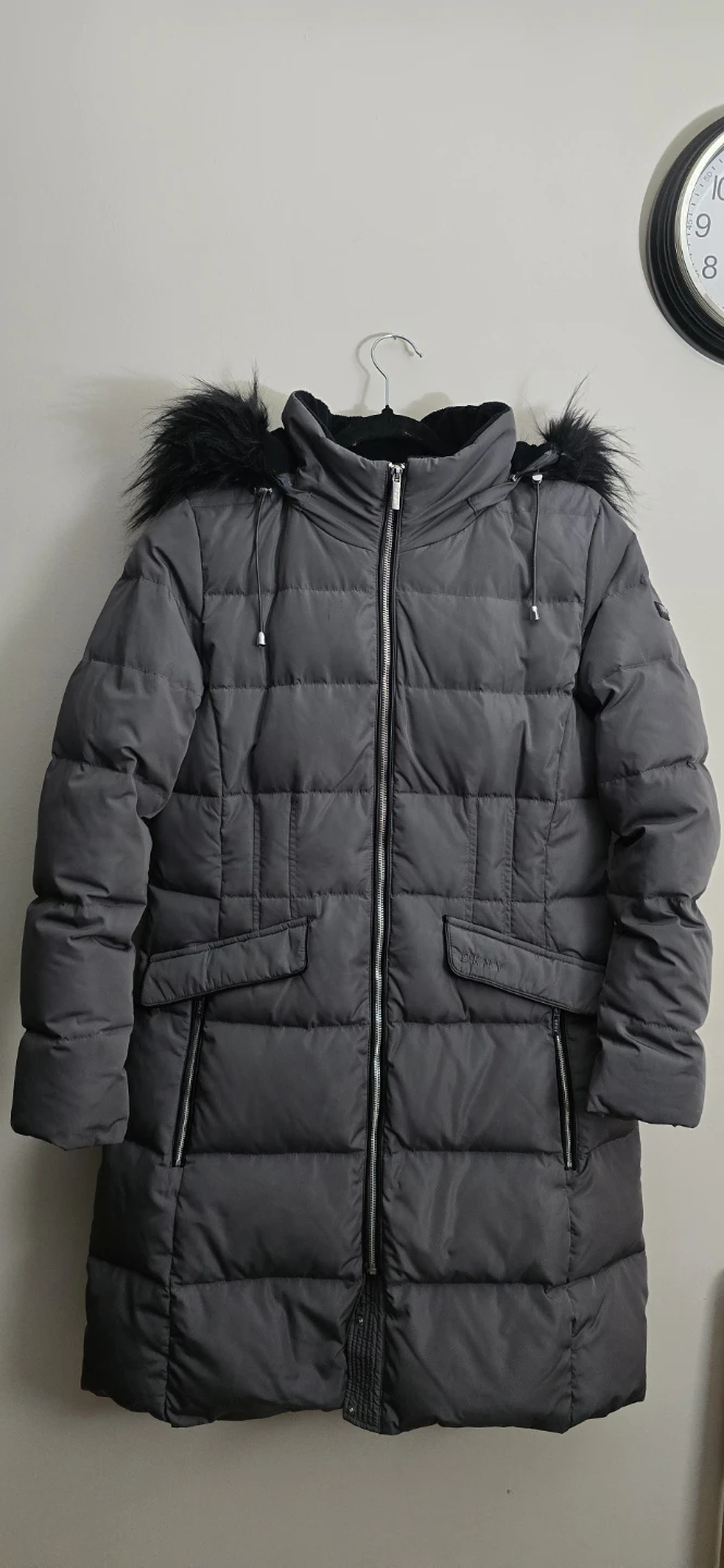 DKNY Grey Puffer Coat - Size M