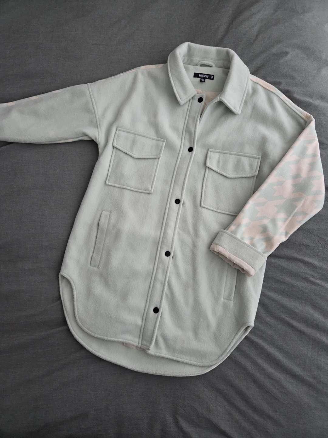 Mint Green Houndstooth Shacket