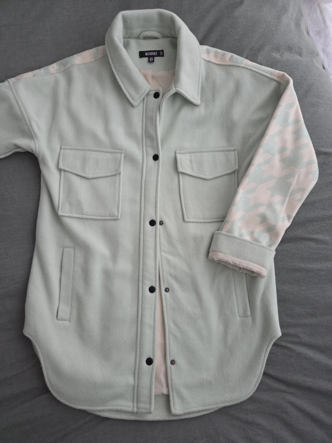 Mint Green Houndstooth Shacket - photo 2