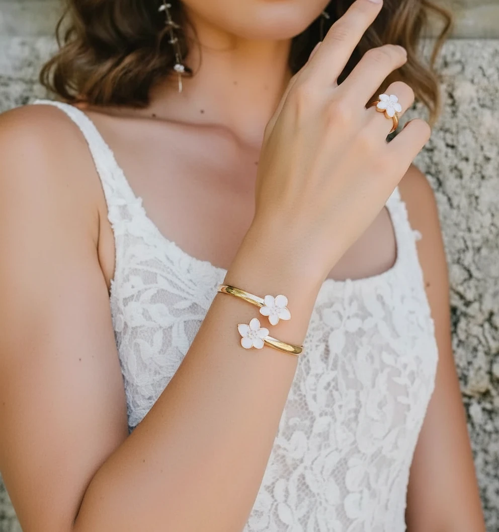 Flower Bracelet and Ring Set