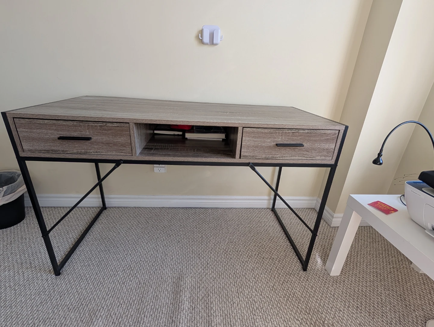 Wood and Metal Desk with Drawers