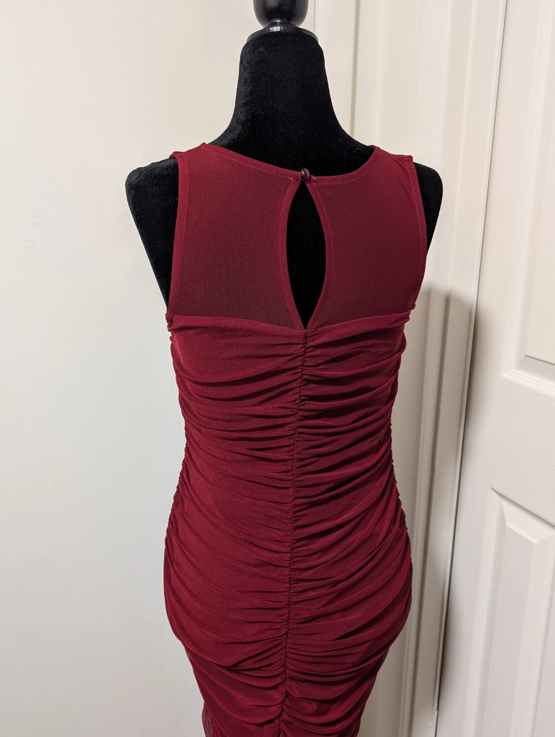 Burgundy Ruched Bodycon Dress - photo 2