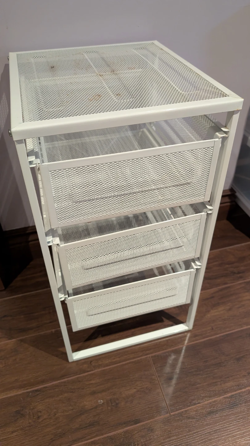 White 3-Drawer Metal Mesh Storage Cart