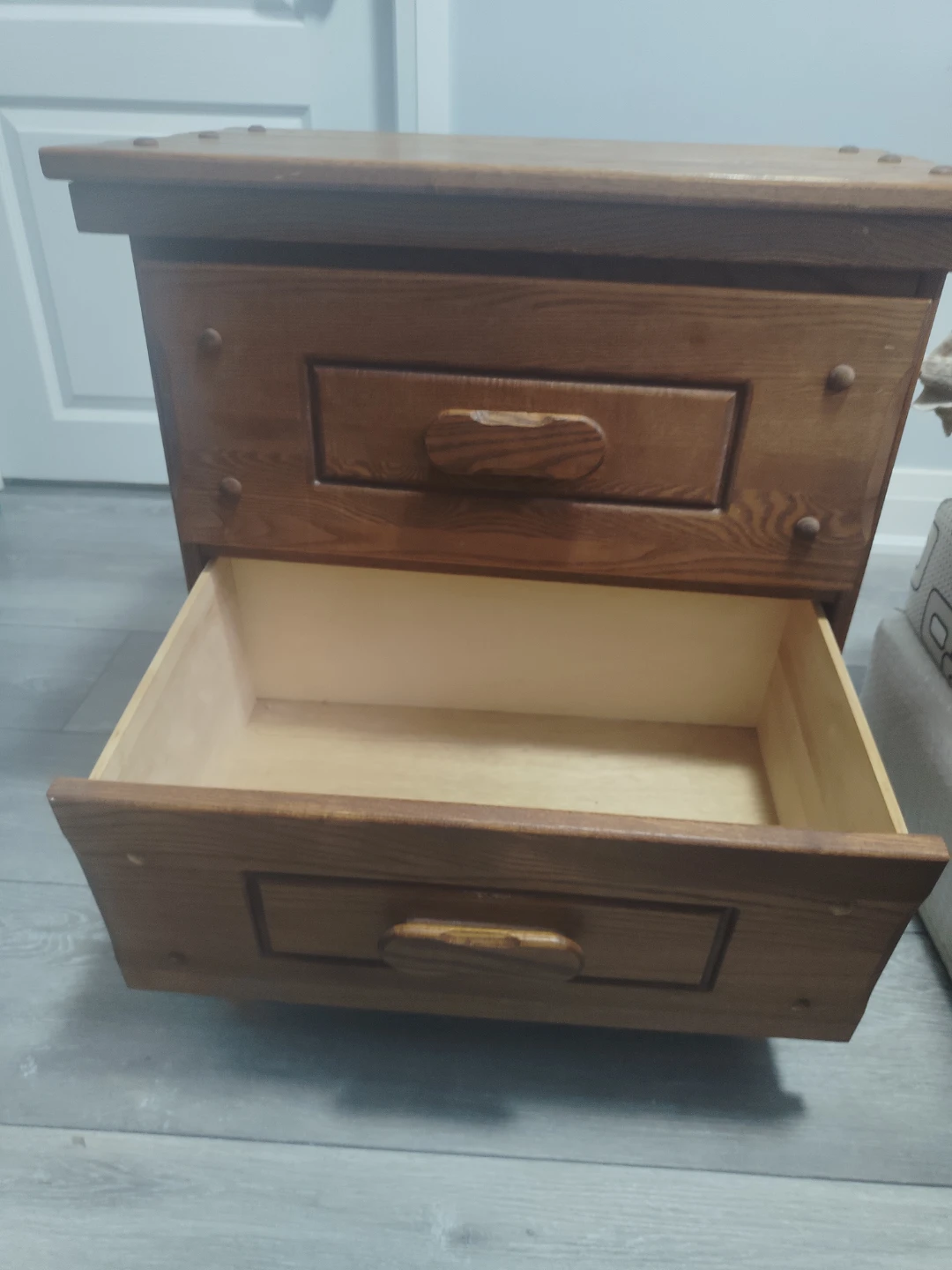 Wooden Bedside Table with Two Drawers - photo 3