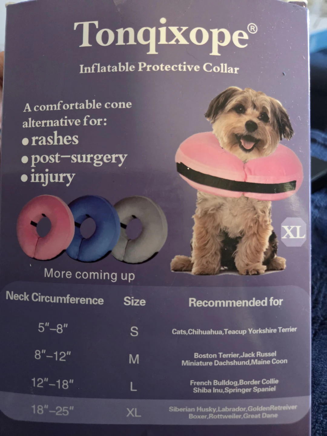 Tonquixope  Inflatable Protective Collar for Pets Size XL