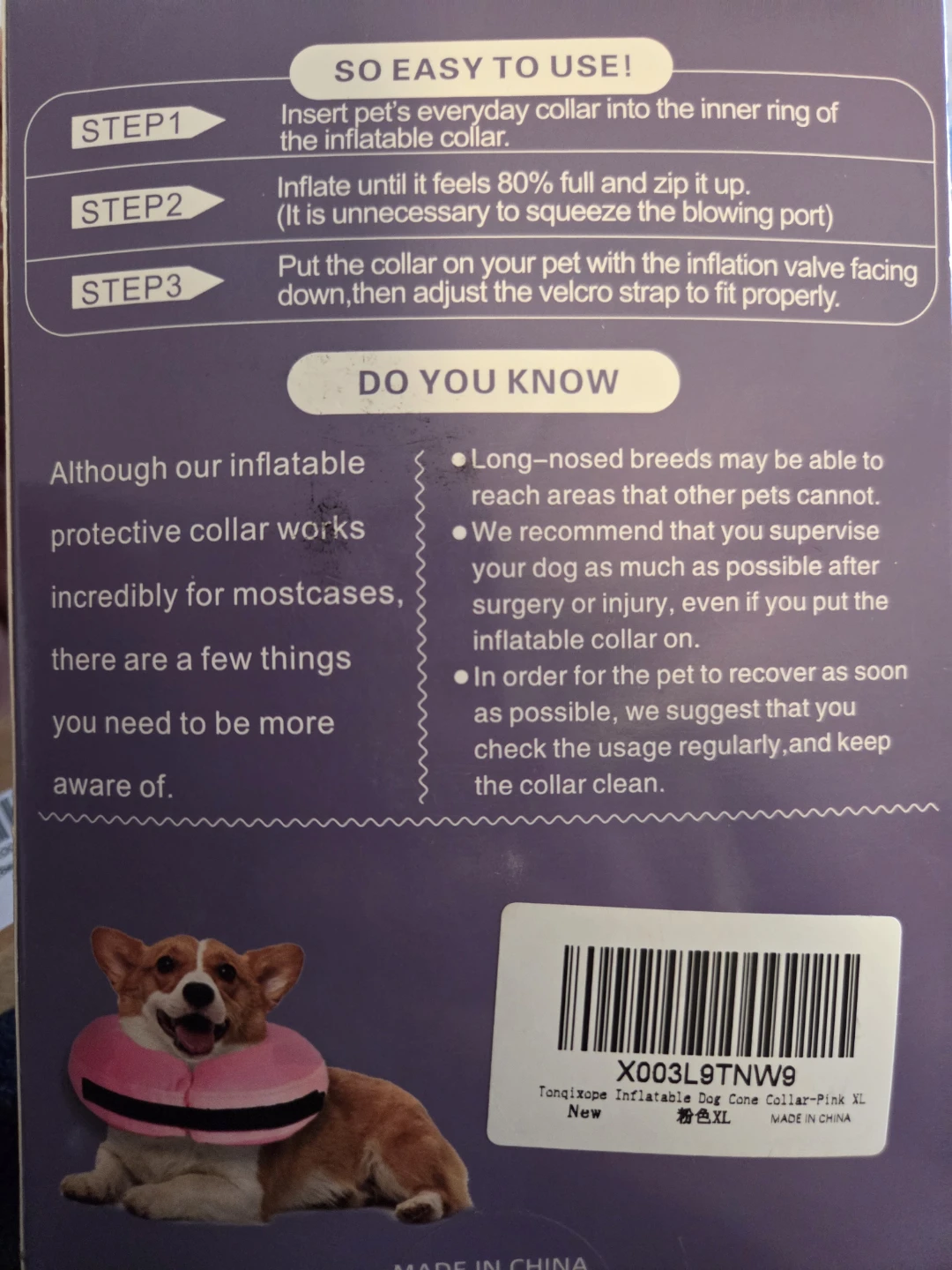 Tonquixope  Inflatable Protective Collar for Pets Size XL - photo 2