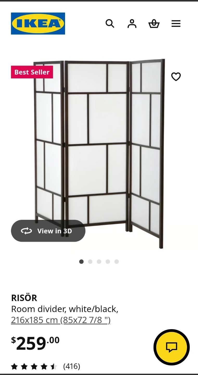 Folding Room Divider Screen - Black Frame - photo 2