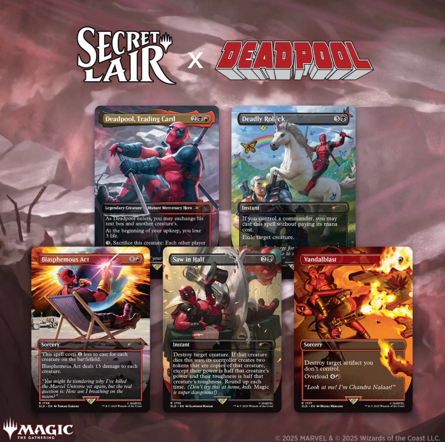 Magic The Gathering Secret Lair x Deadpool Rainbow Foil Edition
