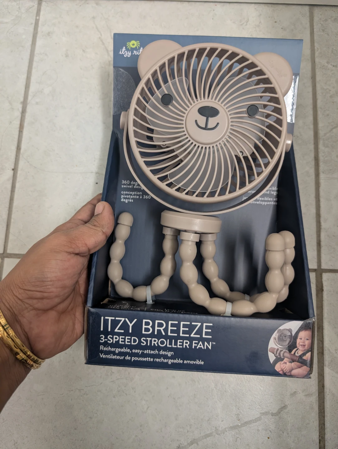 Itzy Ritzy Breeze 3-Speed Stroller Fan - Beige - photo 2