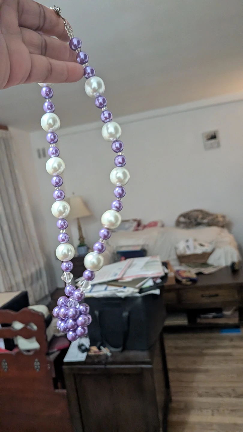 Pearl and Purple Beaded Necklace - photo 2