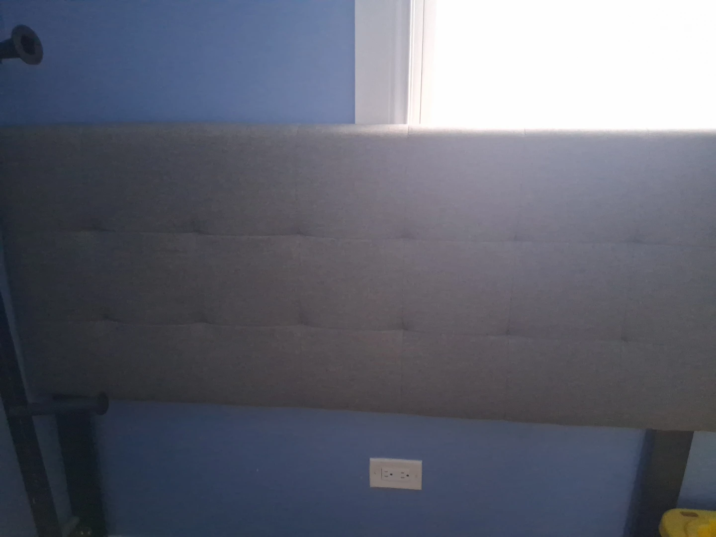 Gray Upholstered Headboard with Metal Bed Frame
