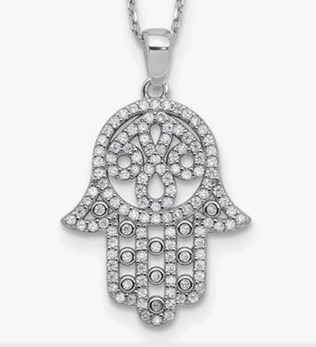 Moissanite Hamsa Pendant Necklace - photo 2
