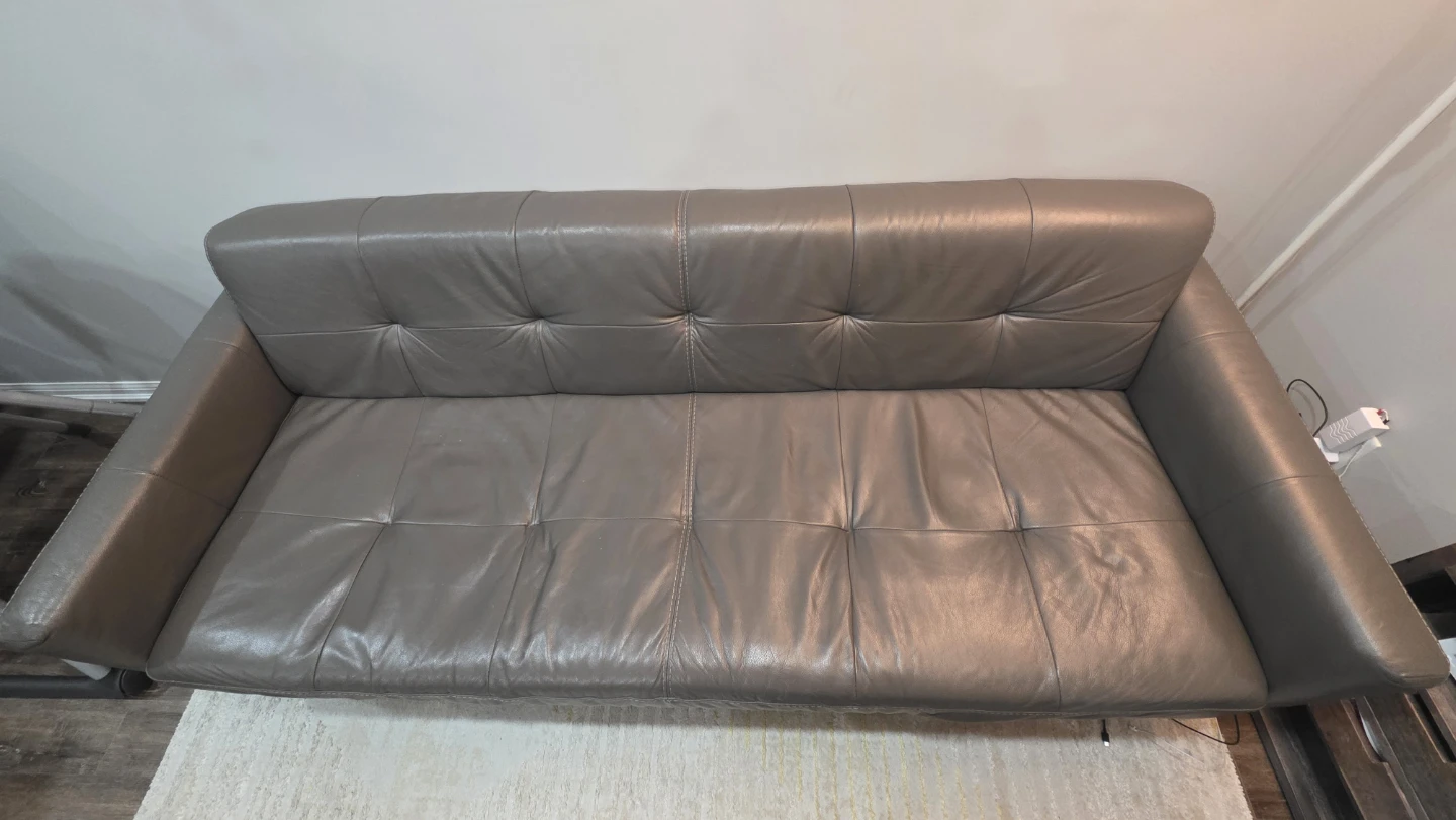 Grey Leather Sofa - Genuine leather - photo 2