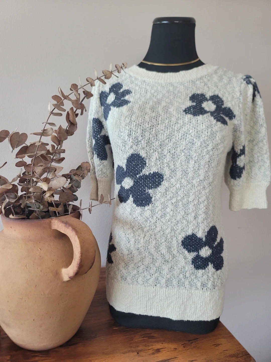 Sonoma Floral Knit Top - Size Small cotton blend retro