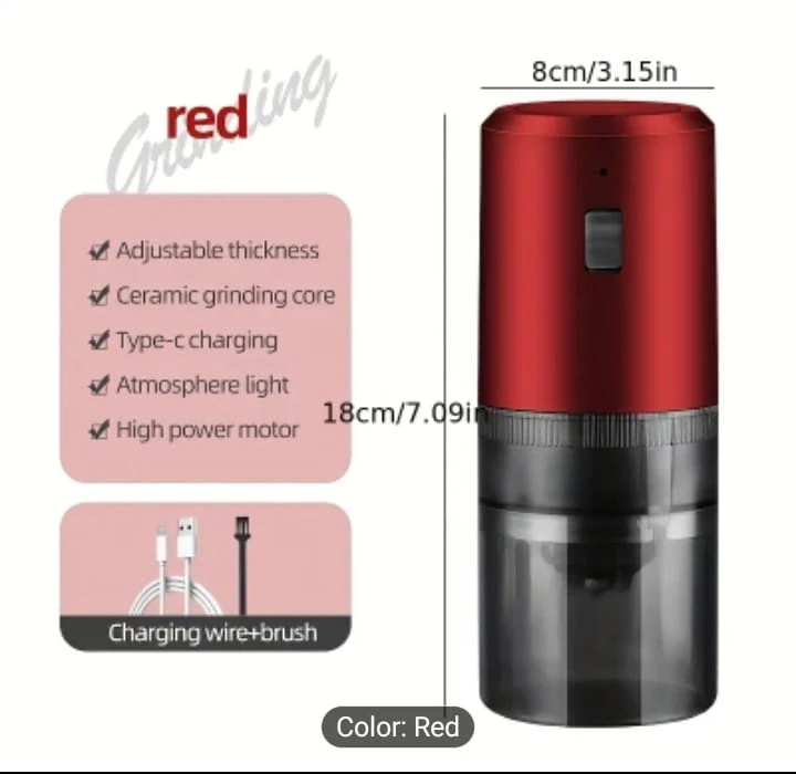 Electric Coffee Grinder - Adjustable Thickness, Type-C Charging