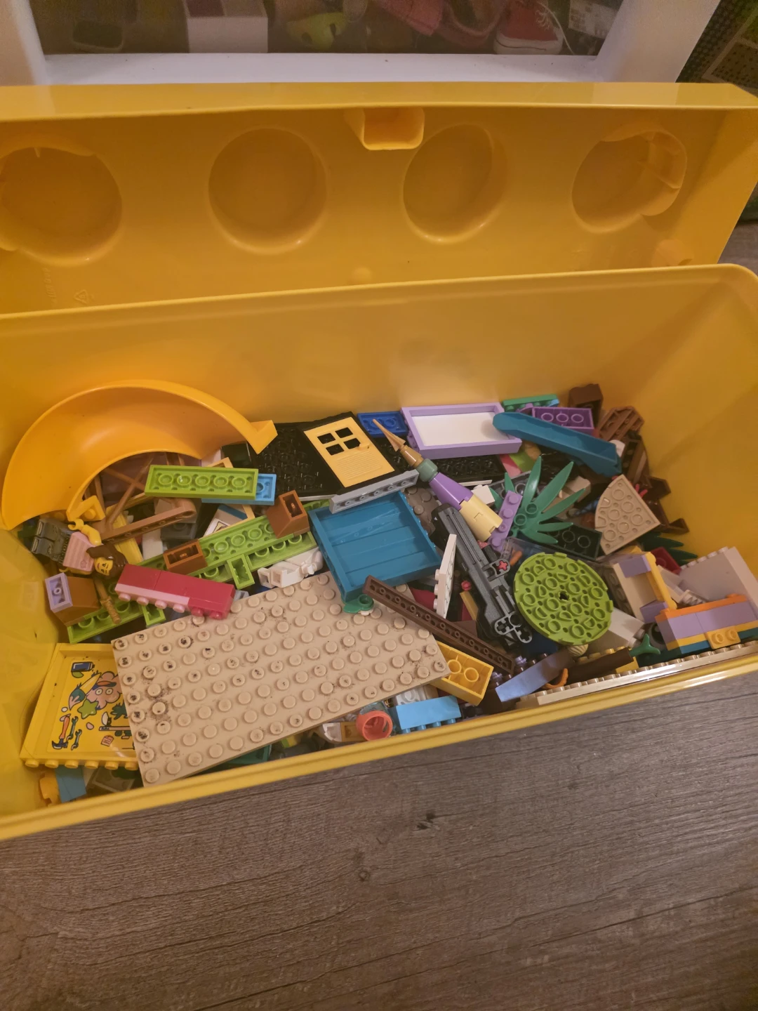 Lego Assorted Pieces in Yellow Storage Box
