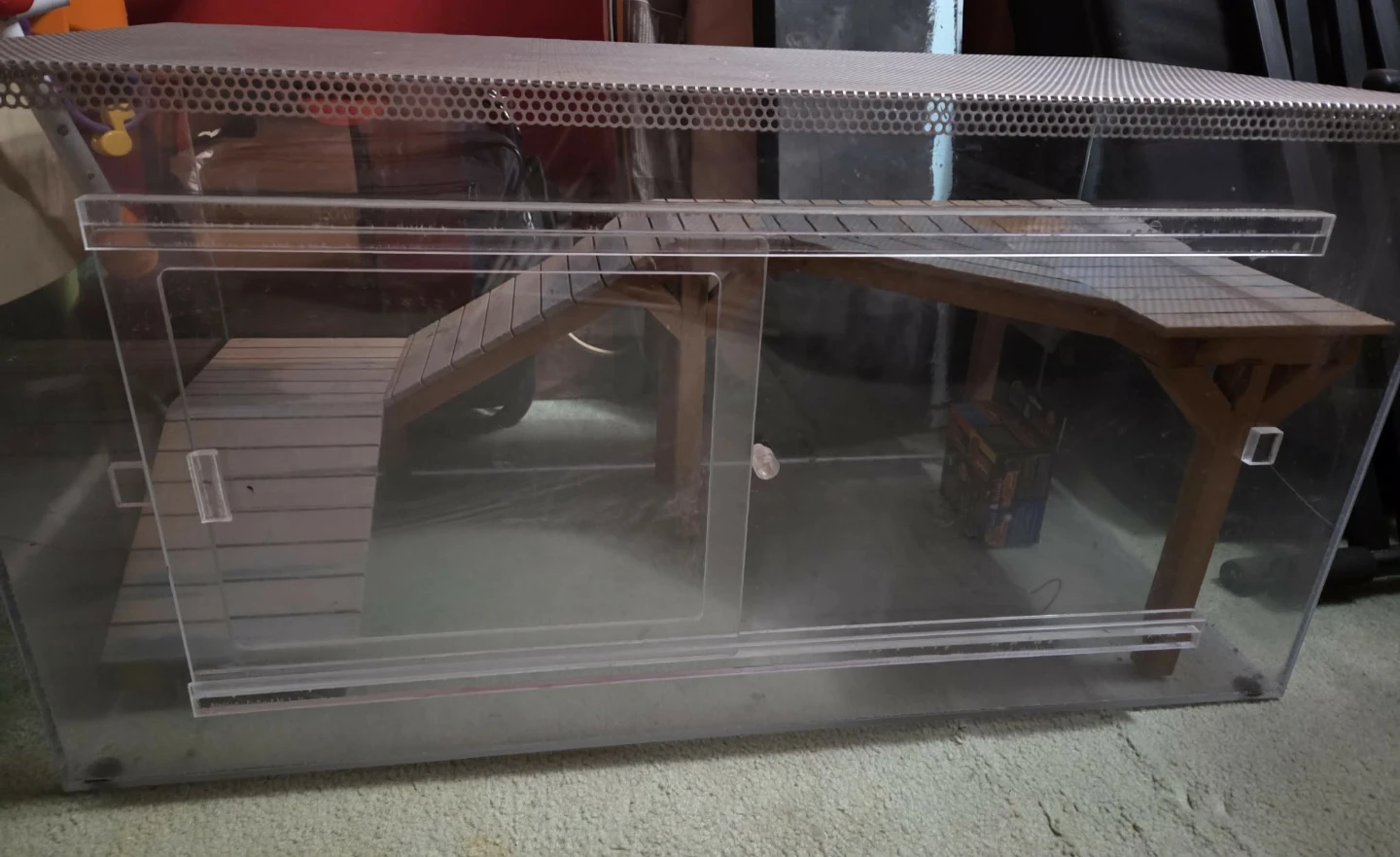 Terrarium with Wooden Ramps and Platforms