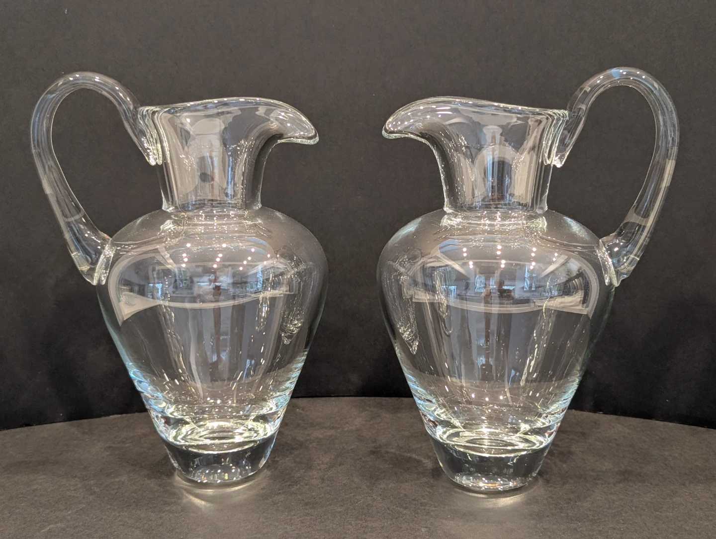 Pair of Crystal Glass Pitchers