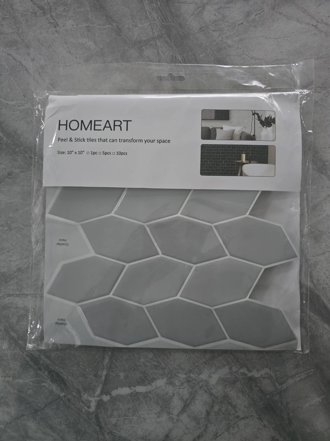 10pcs HOMEART Peel & Stick Tiles - 10" x 10"