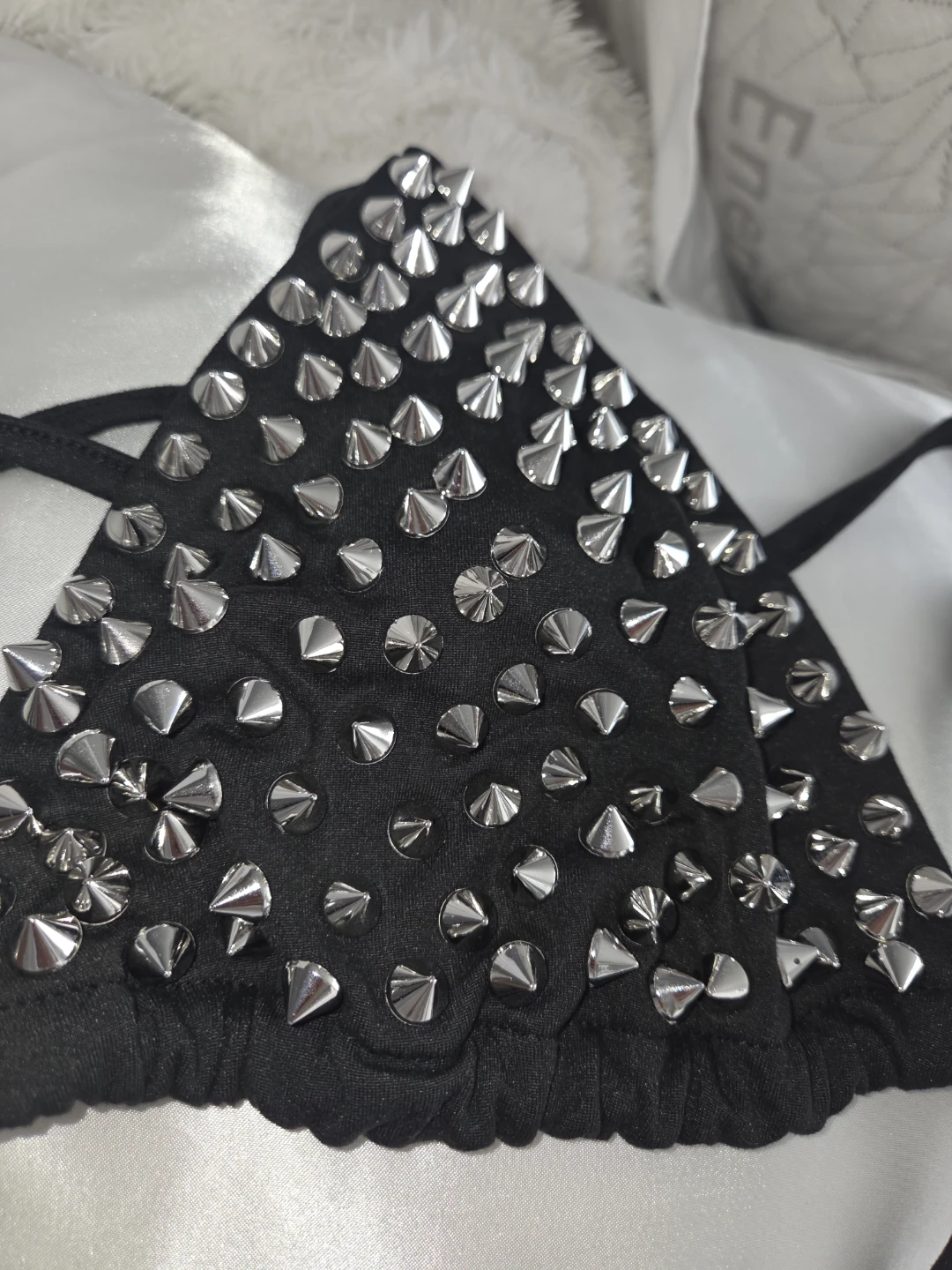 Black Studded Bikini Top