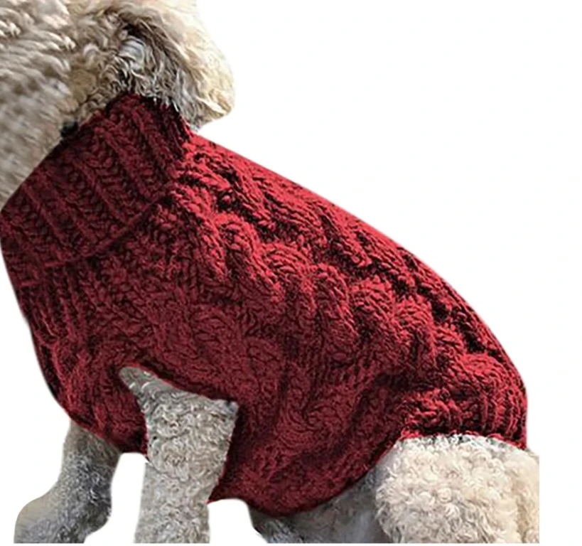 Red Knitted Dog Sweater - Small Size