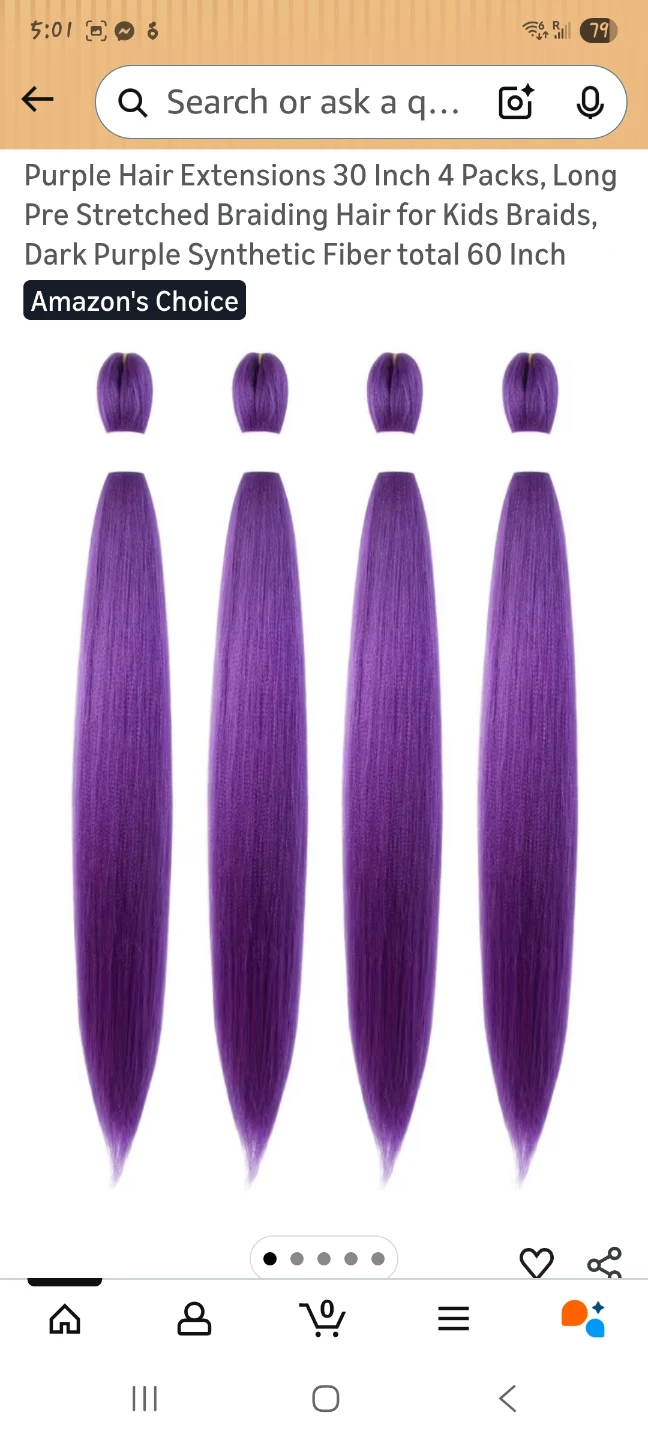 Pre Stretched Braiding Hair Dark Purple 30 Inch