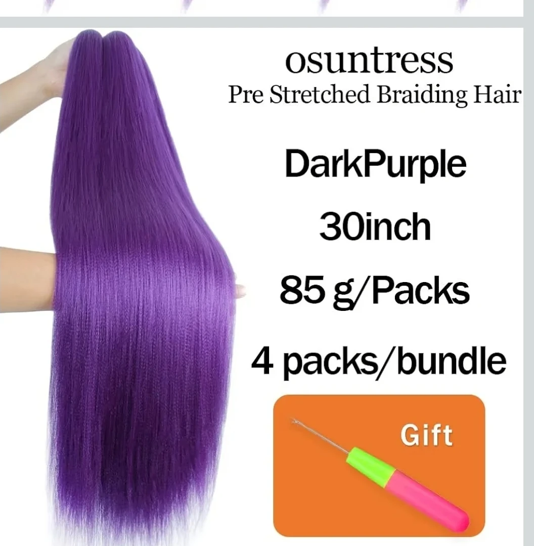 Pre Stretched Braiding Hair Dark Purple 30 Inch - photo 2
