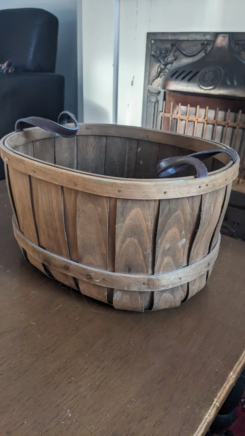 Wooden Basket with Leather Handles - photo 2