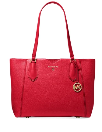 Authentic Michael Kors Medium Pebbled Leather Tote Bag, in red