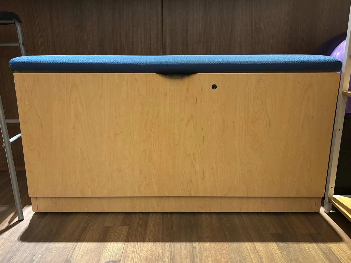 Storage Bench with Blue Cushion