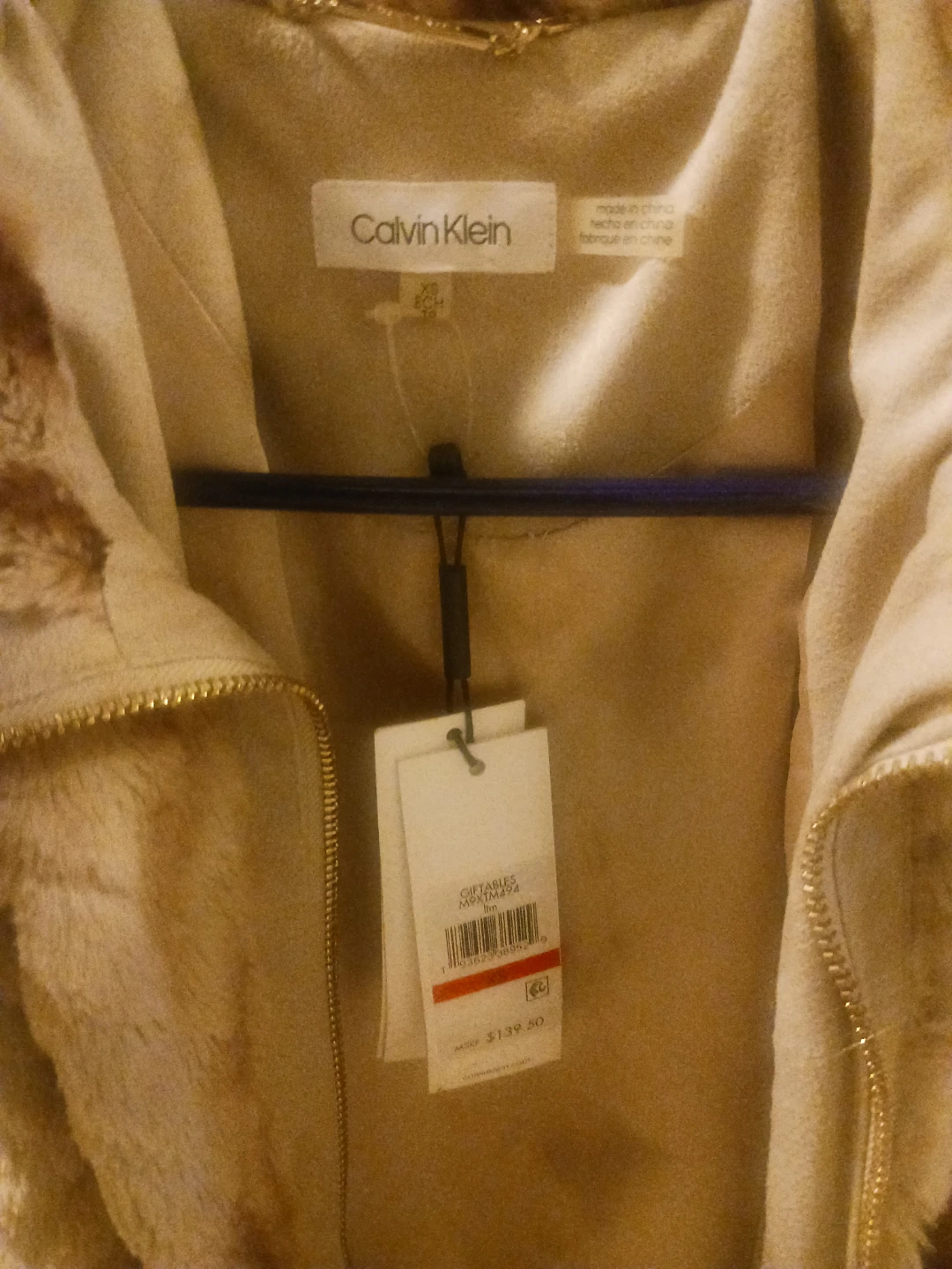 🥕New Calvin Klein Faux Fur Vest Sz XS - photo 3