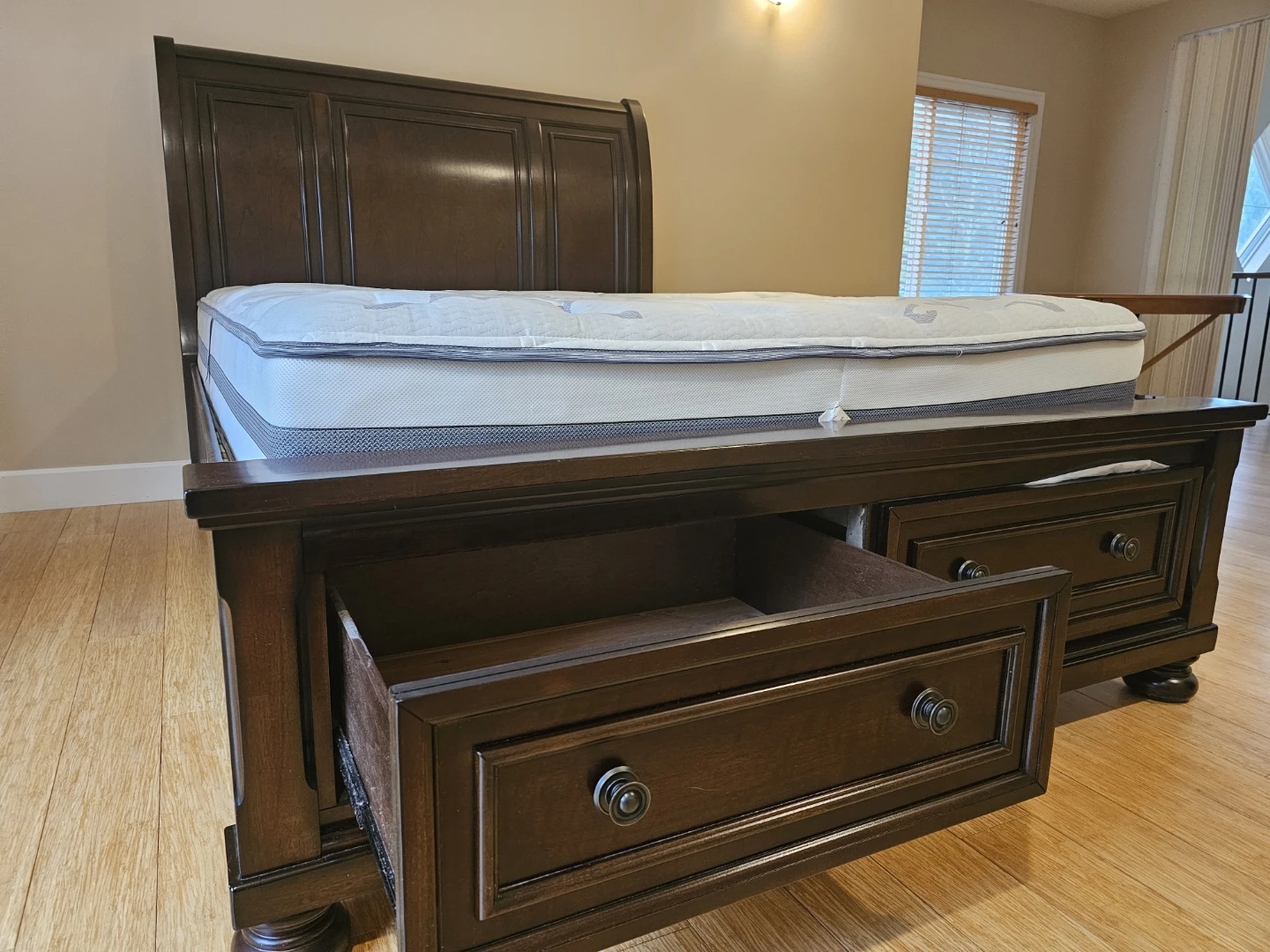 Hardwood bed frame with Beautyrest Pillow Top Mattress