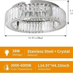 Vinilky® Flush Mount Crystal Ceiling Light - 15 - photo 3