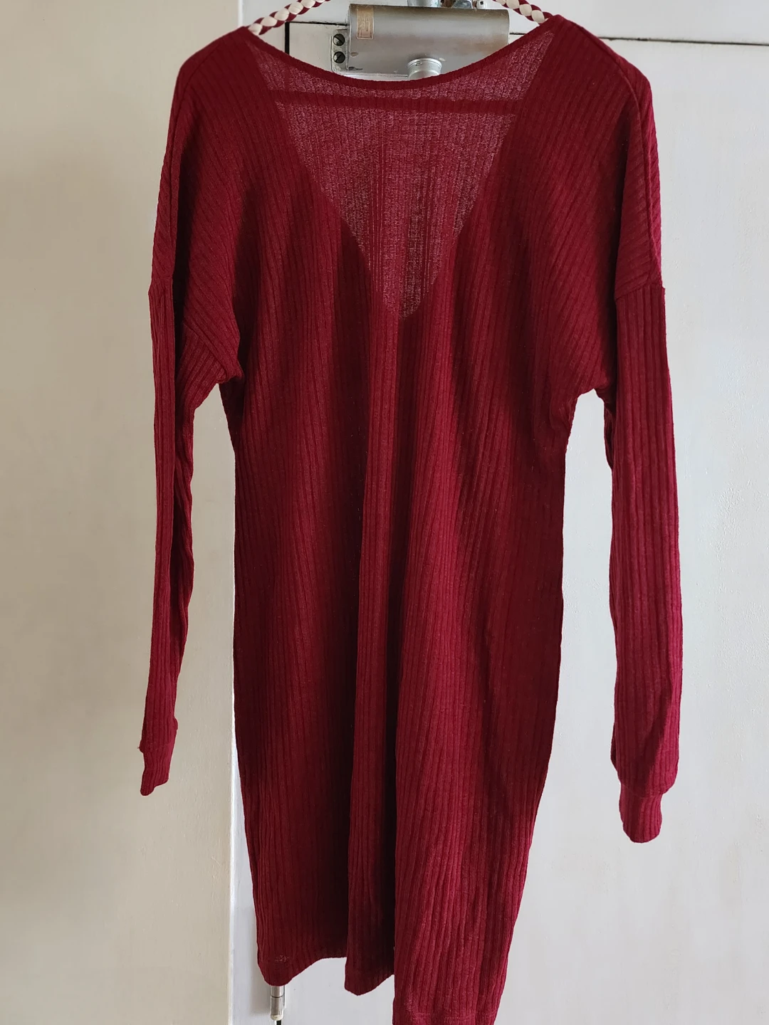 Beautiful Twist Back Burgundy Long Sleeve Rib Knit Dress * NEW - photo 2