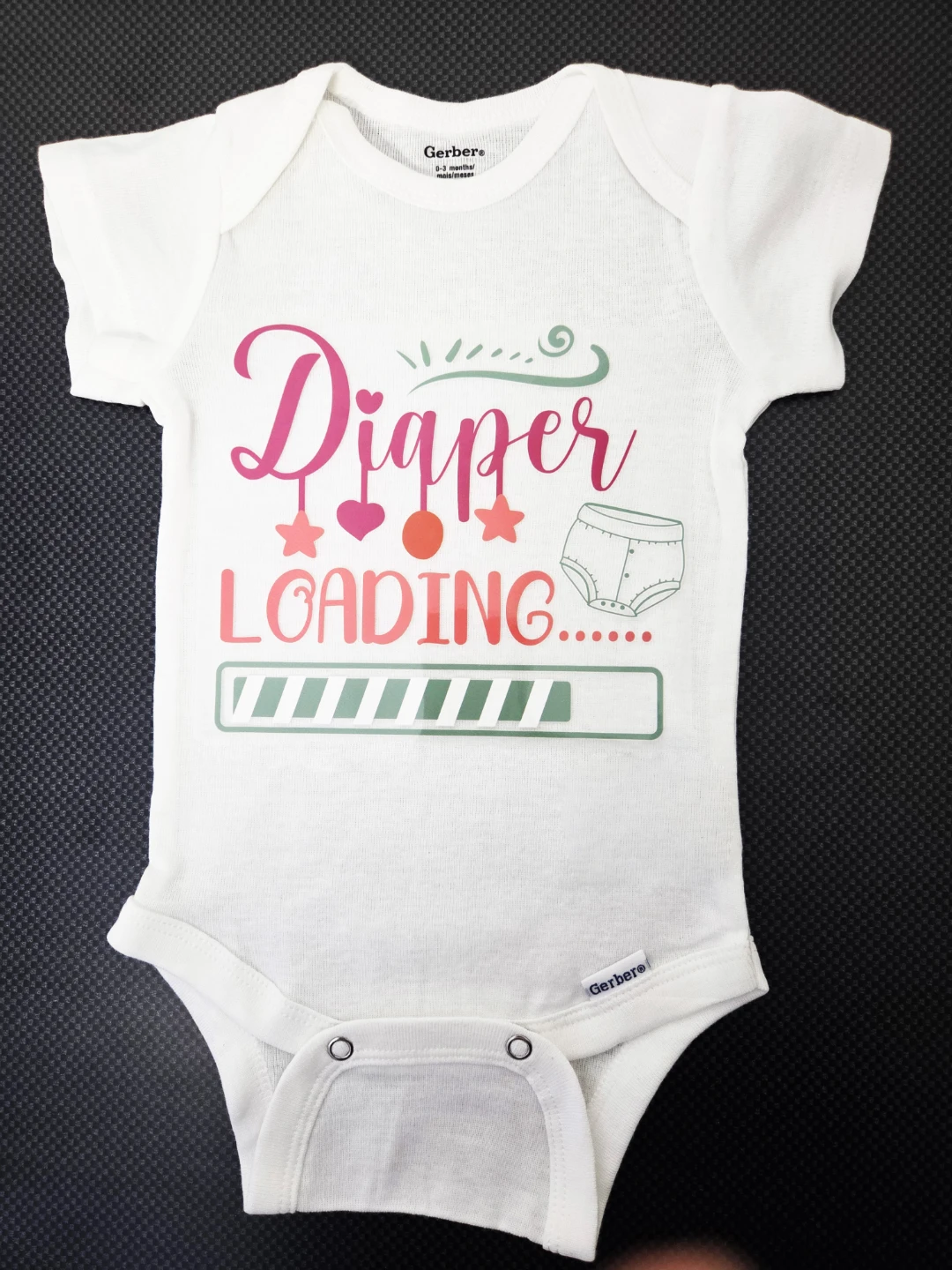 Custom 0-3 Months 'Diaper Loading' Onesie - New!