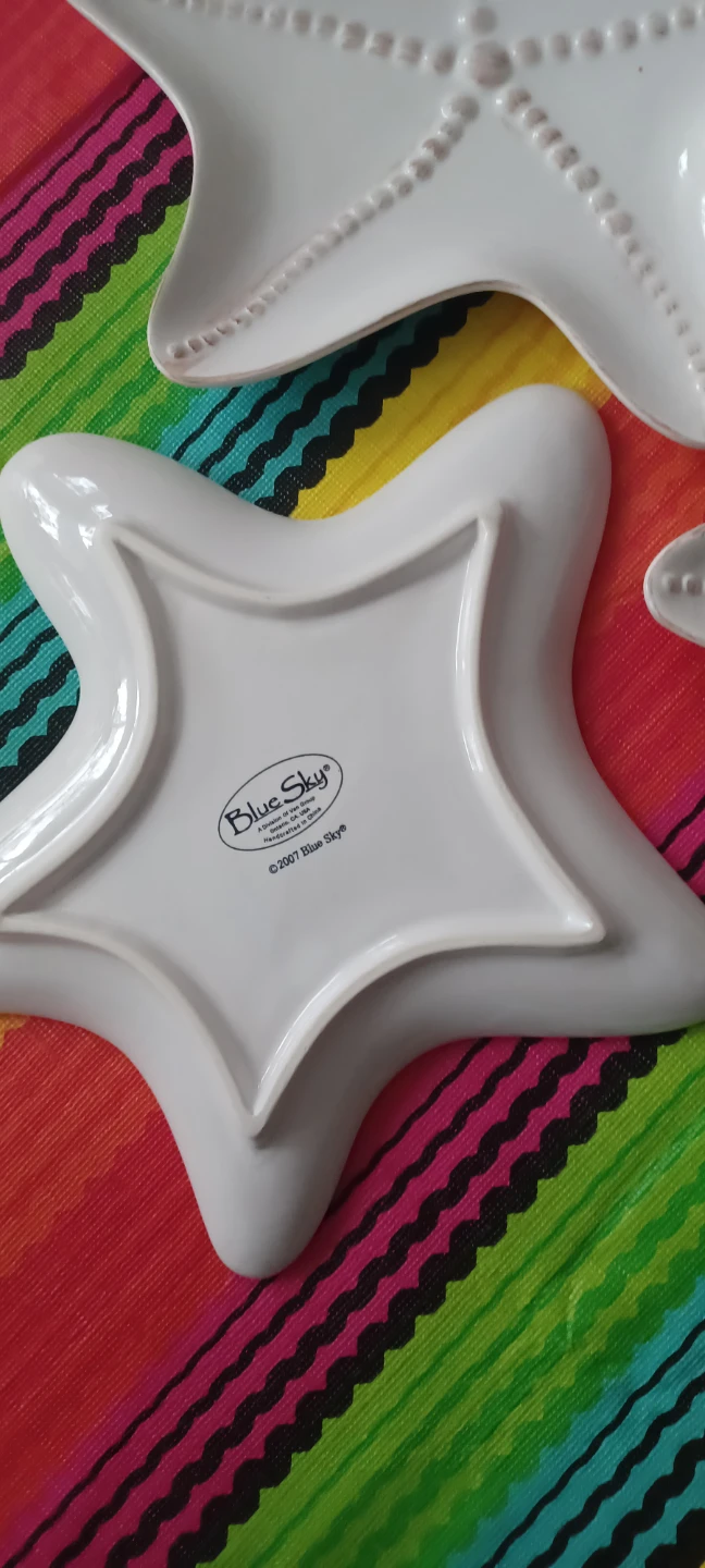 Blue Sky Starfish Shaped Small 4× Plates Set - White Ceramic - photo 3