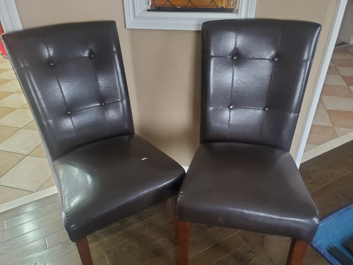 Brown Faux Leather Dining Chairs - Set of 2 🥕