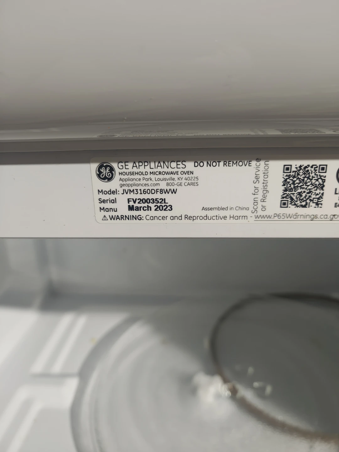 GE JVM3160DF8WW Microwave Oven - photo 2