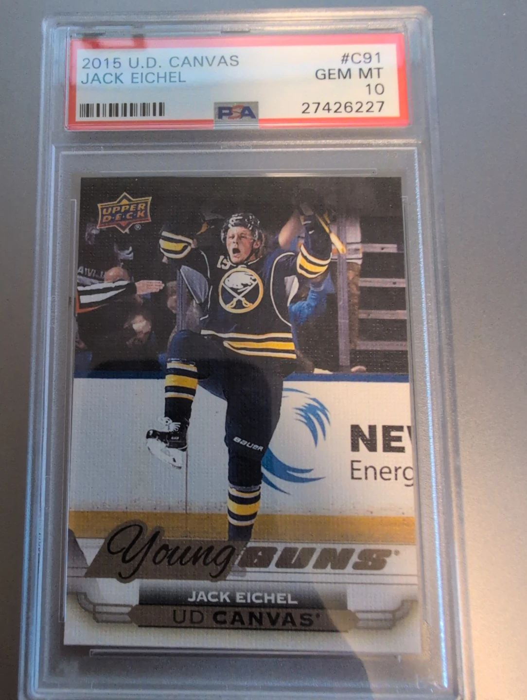 Jack Eichel 2015 UD Canvas Young Guns Hockey Card PSA 10