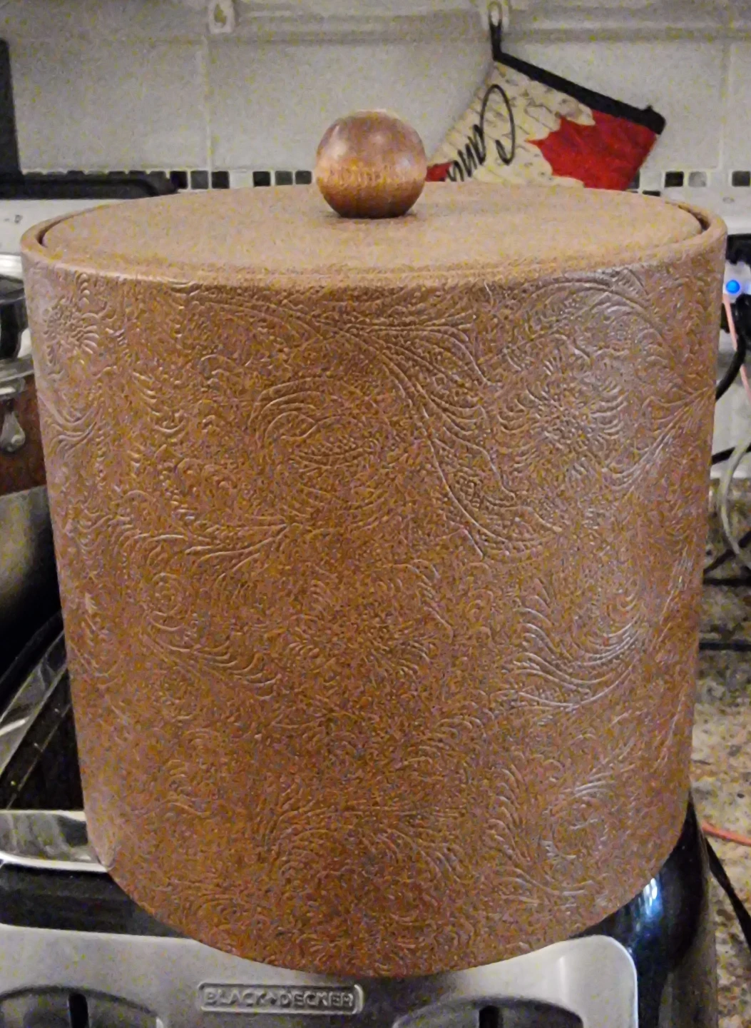 Vintage brown Faux leather ice bucket